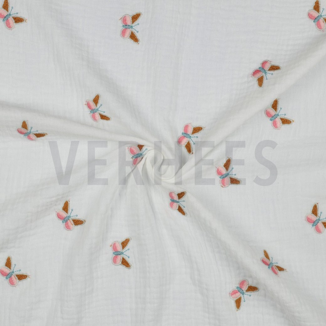 DOUBLE GAUZE EMBROIDERY BUTTERFLY OFF-WHITE #2