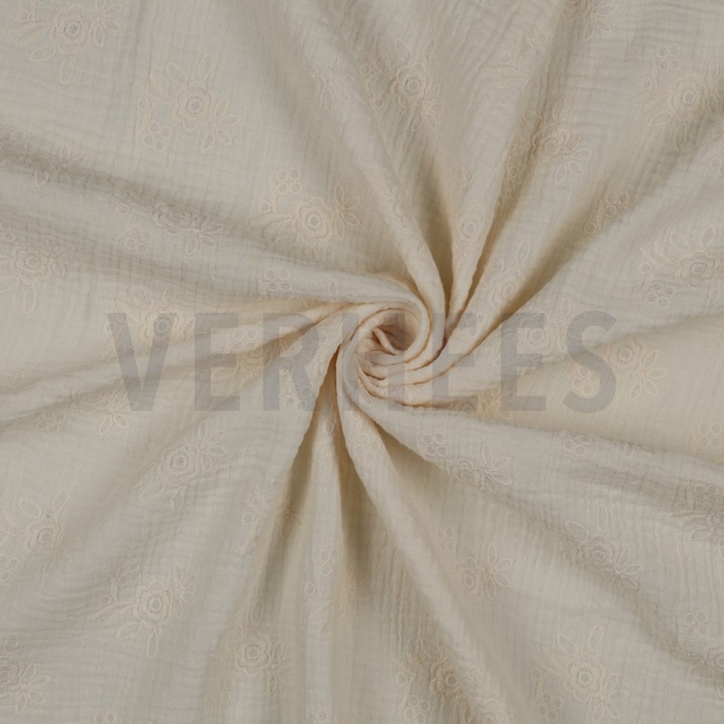 DOUBLE GAUZE EMBROIDERY FLOWERS OFF WHITE #2