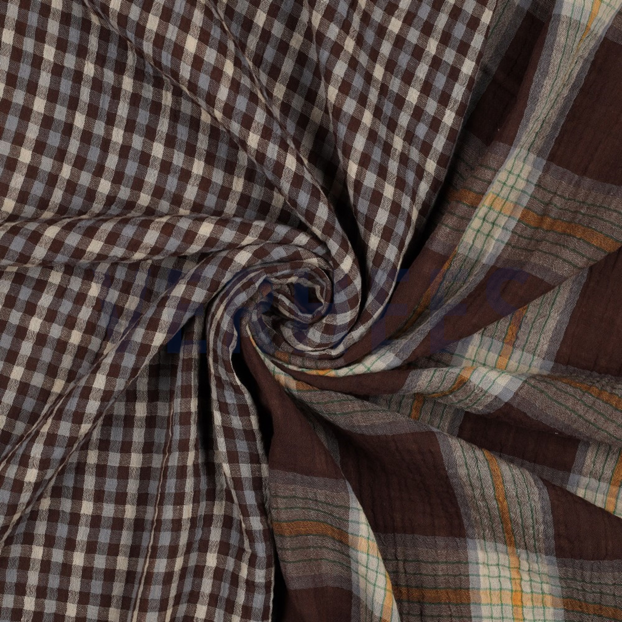 DOUBLE SIDED DOUBLE GAUZE CHECKS BROWN COMBO (high resolution) #2