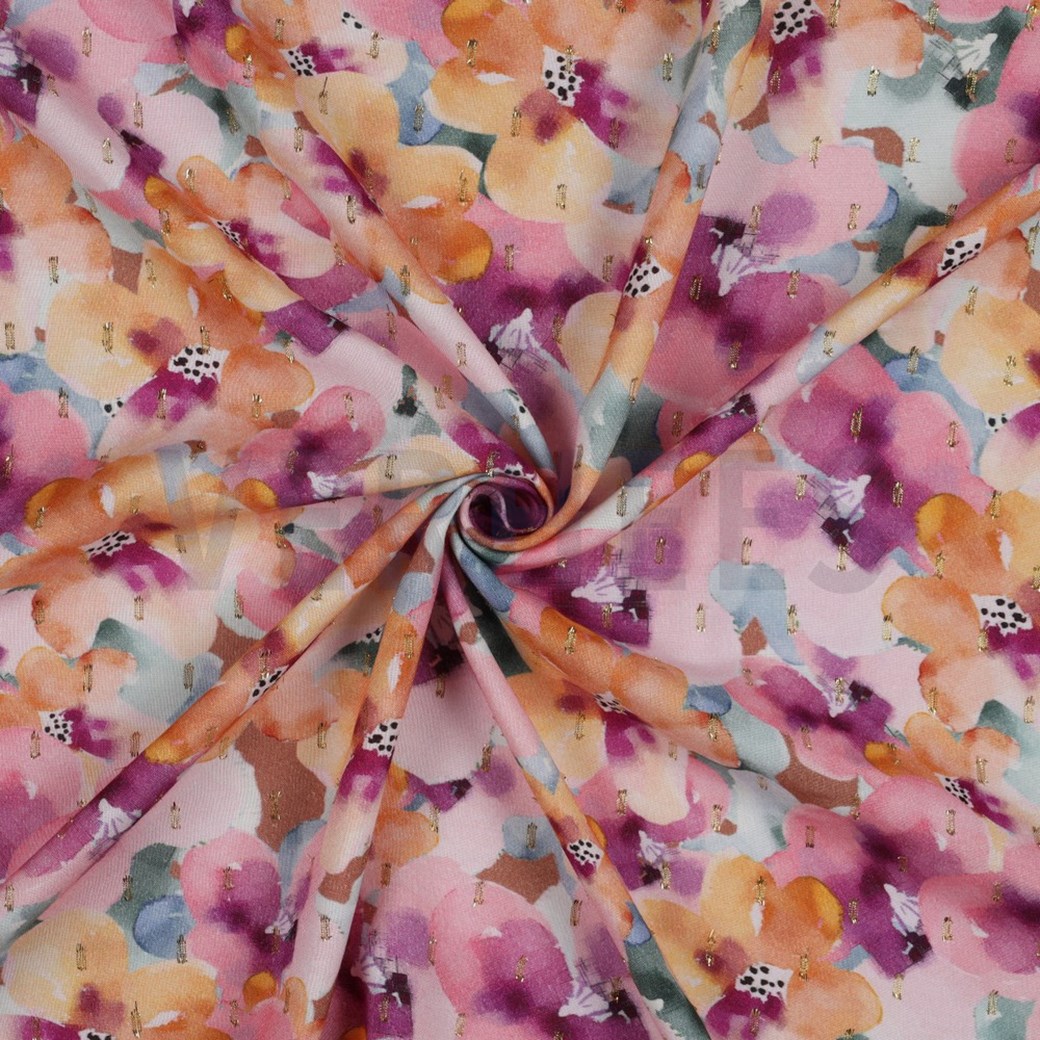 VISCOSE LUREX DIGITAL FLOWERS PURPLE / ORANGE #2