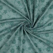 COTTON VOILE EMBROIDERY FLOWERS OLD GREEN (thumbnail) #2