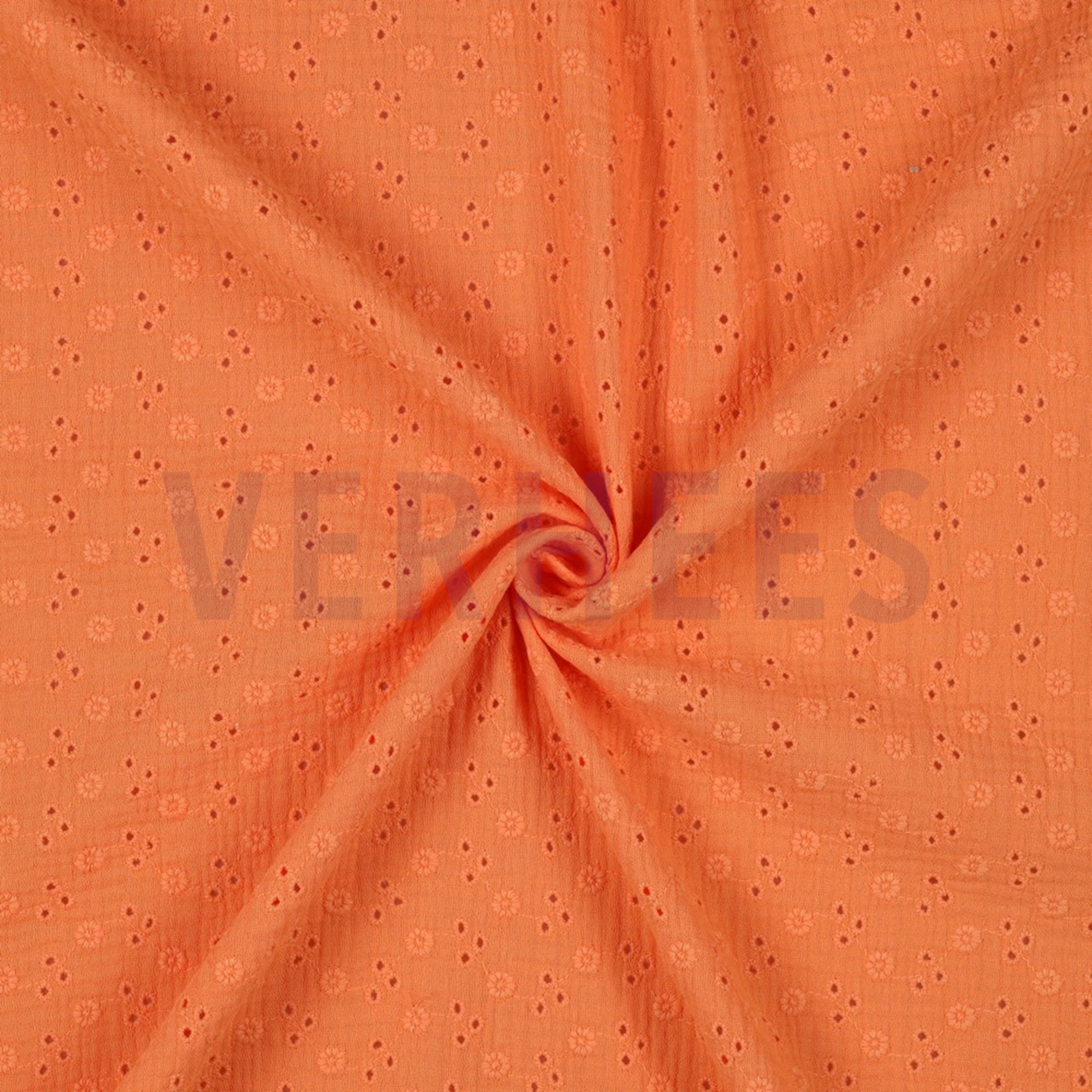 DOUBLE GAUZE EMBROIDERY FLOWERS ORANGE (high resolution) #2
