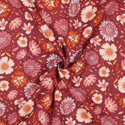 LINEN VISCOSE WASHED FLOWERS DARK CORAL (thumbnail) #2