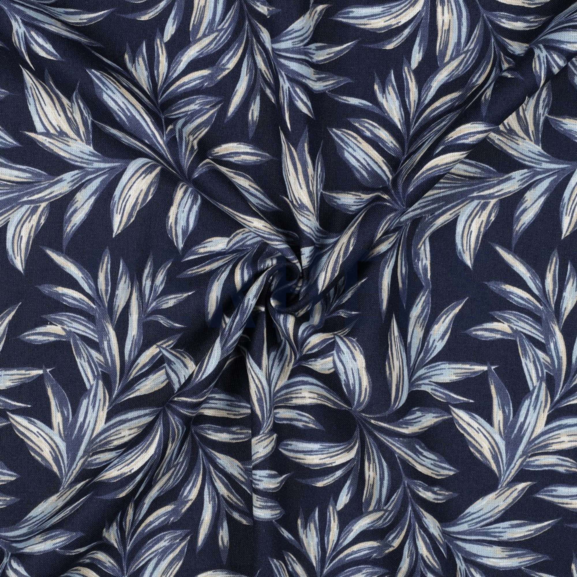 LINEN VISCOSE WASHED LEAVES NAVY (high resolution) #2
