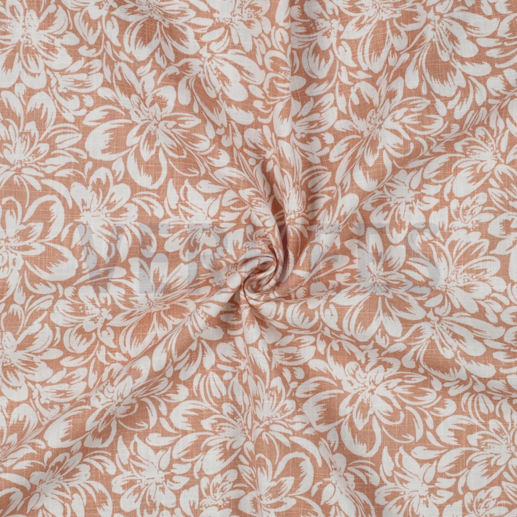 LINEN WASHED FLOWERS LIGHT APRICOT #2