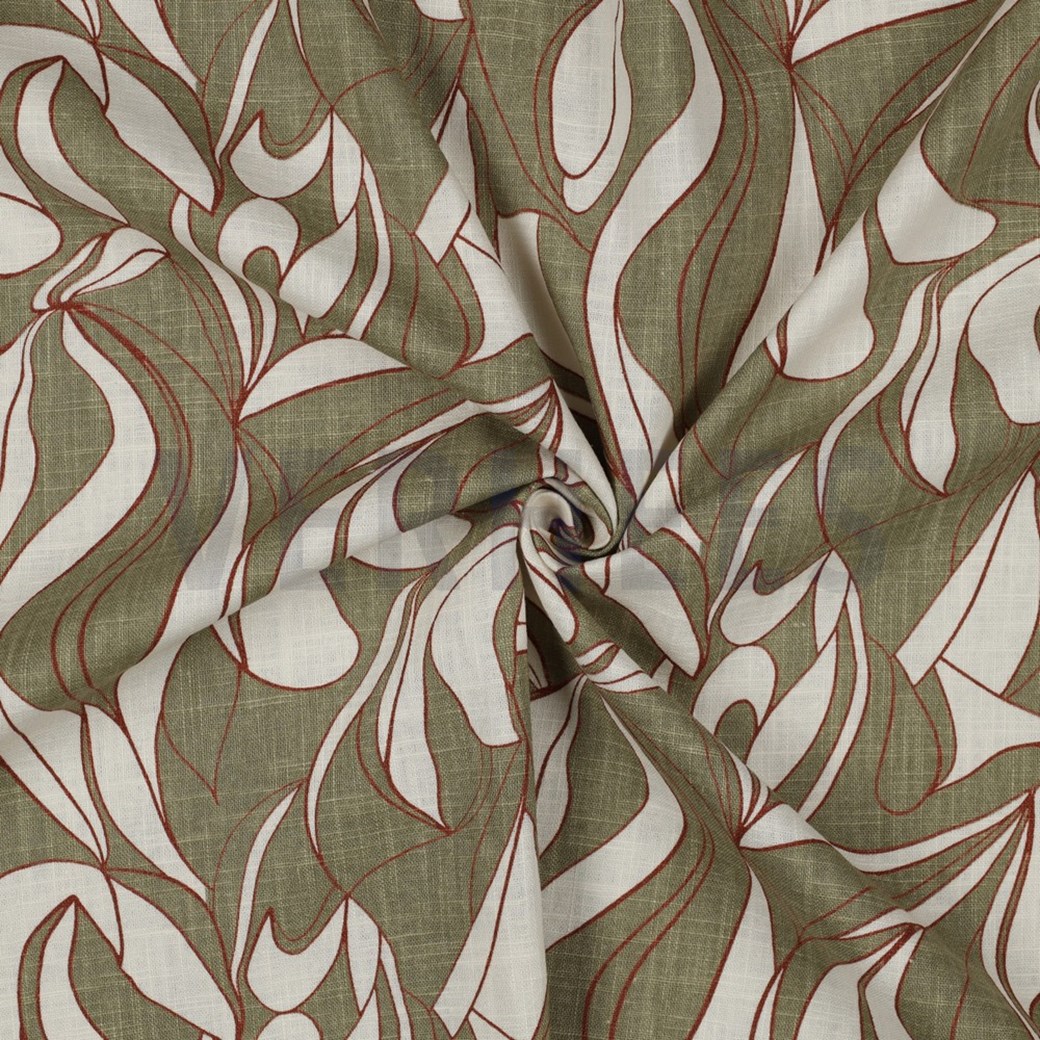 LINEN WASHED ABSTRACT OLIVE #2