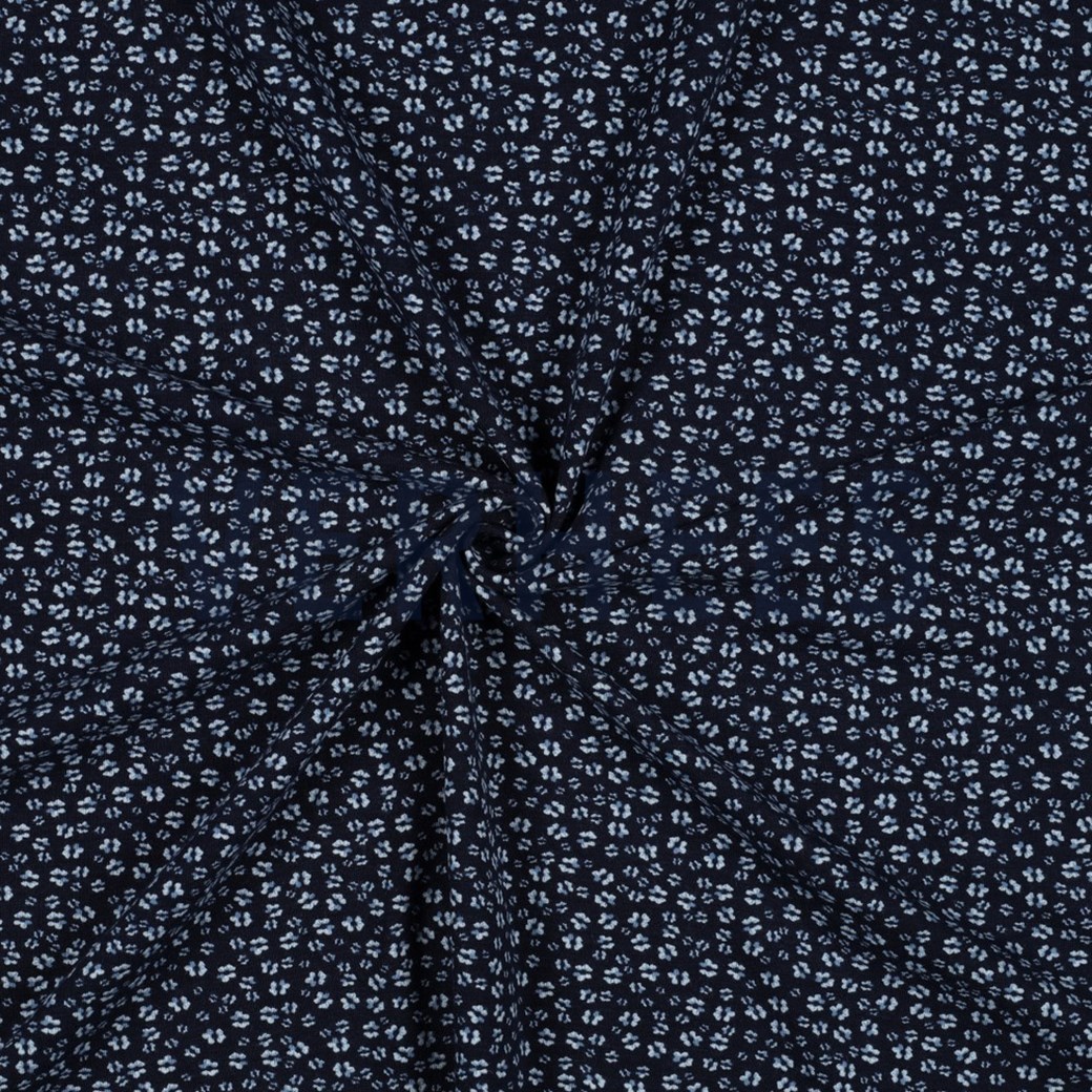 BAMBOO COTTON JERSEY FLOWERS NAVY #2