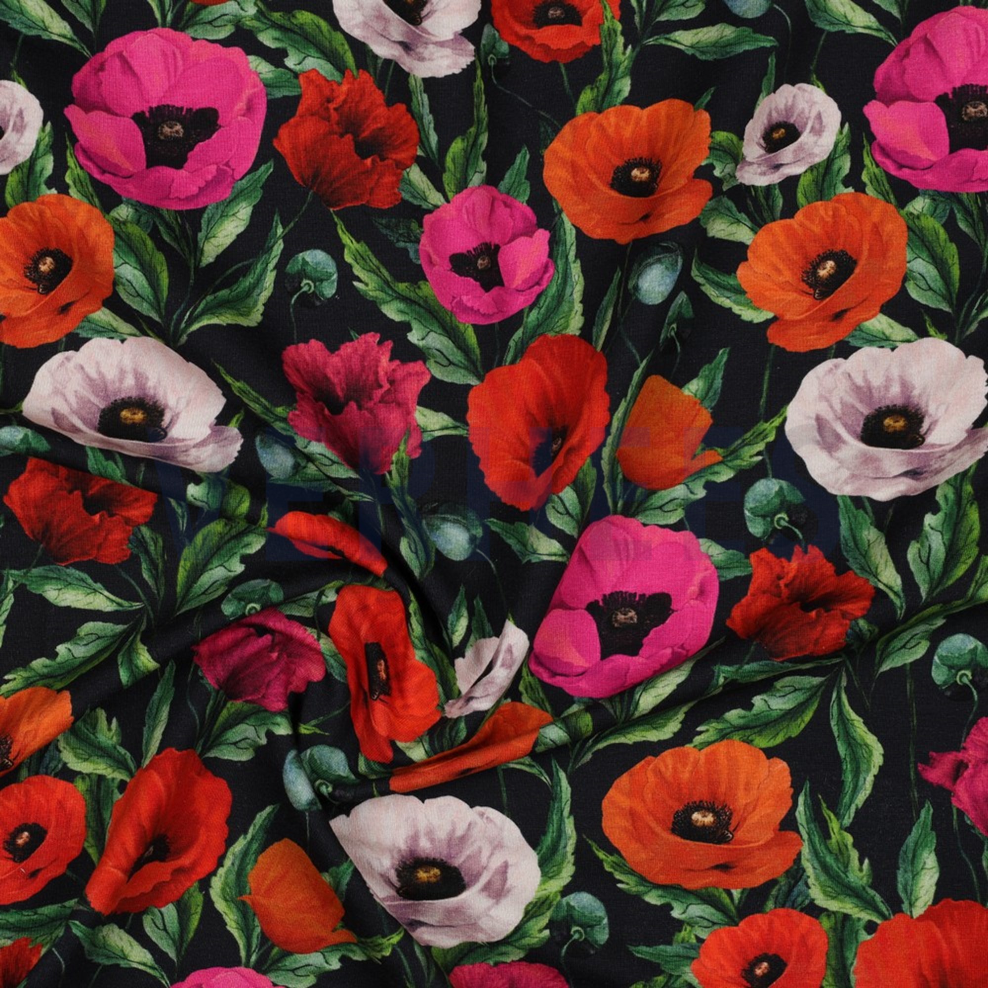 FRENCH TERRY DIGITAL FLOWERS NAVY (high resolution) #2