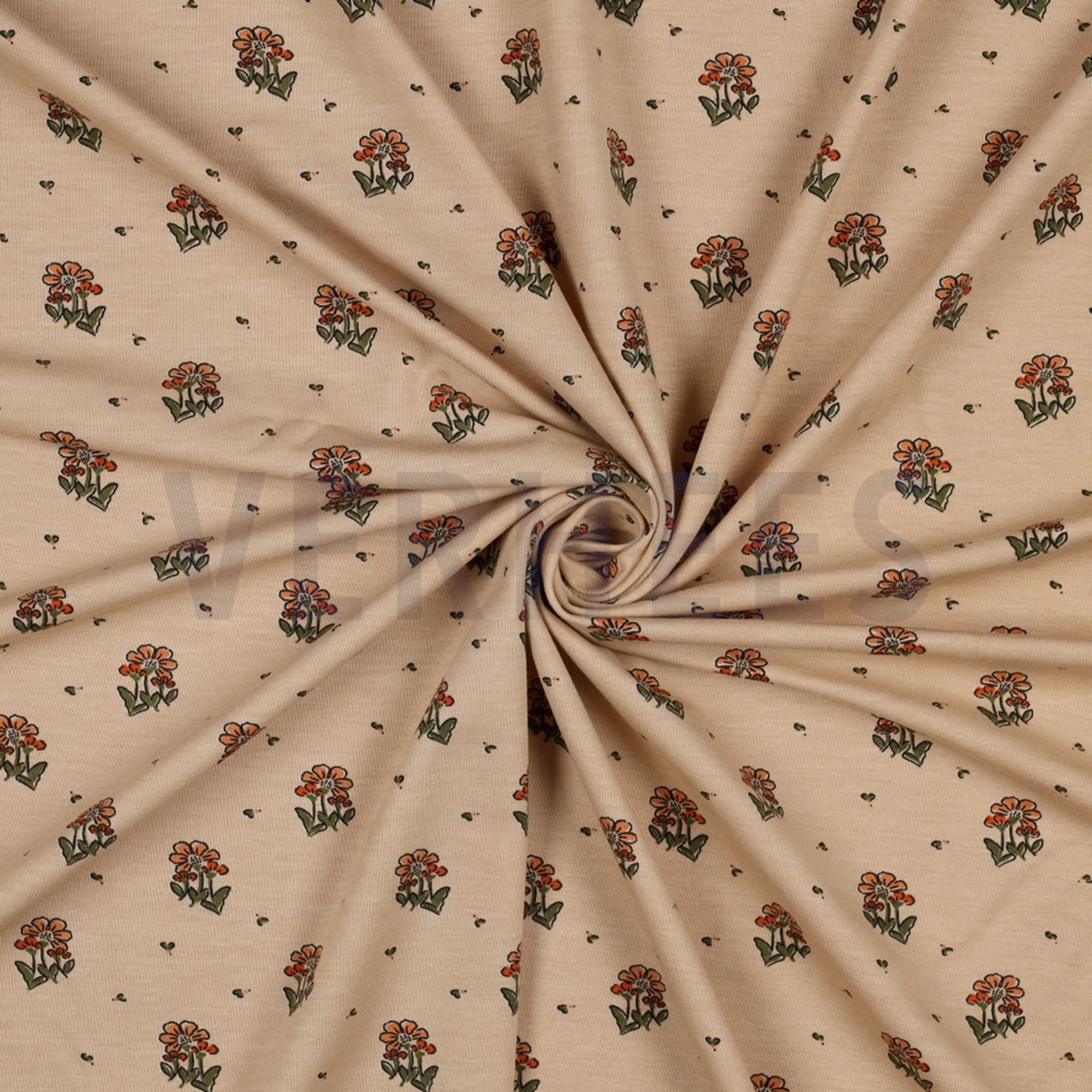 BAMBOO COTTON JERSEY SMALL FLOWERS SAND (high resolution) #2