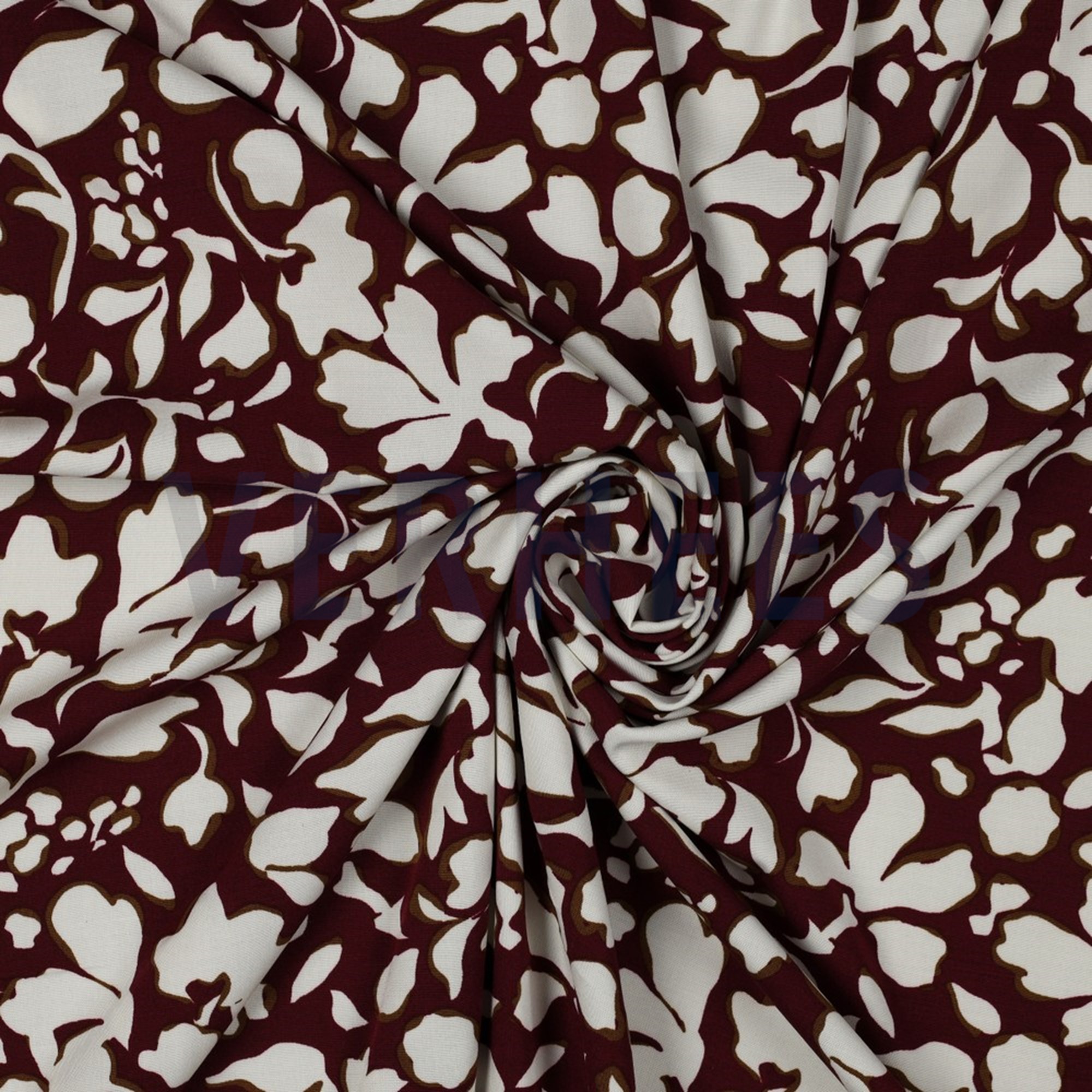 VISCOSE POPLIN STRETCH BIG FLOWERS BORDEAUX (high resolution) #2