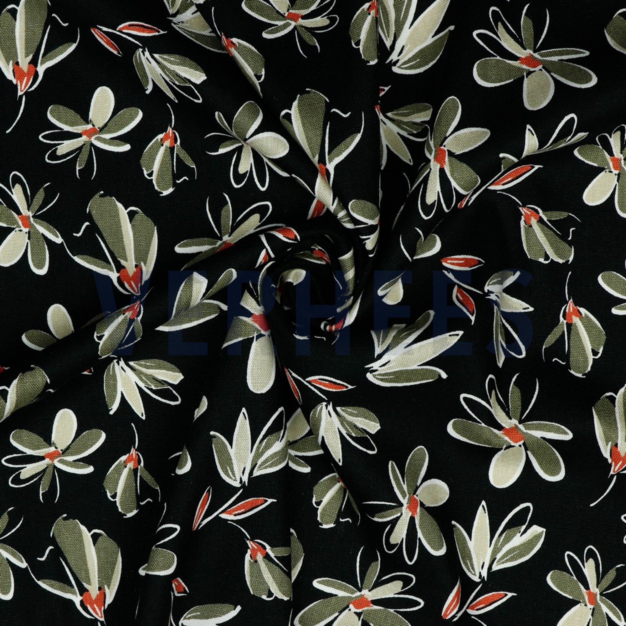LINEN VISCOSE WASHED FLOWERS BLACK (high resolution) #2