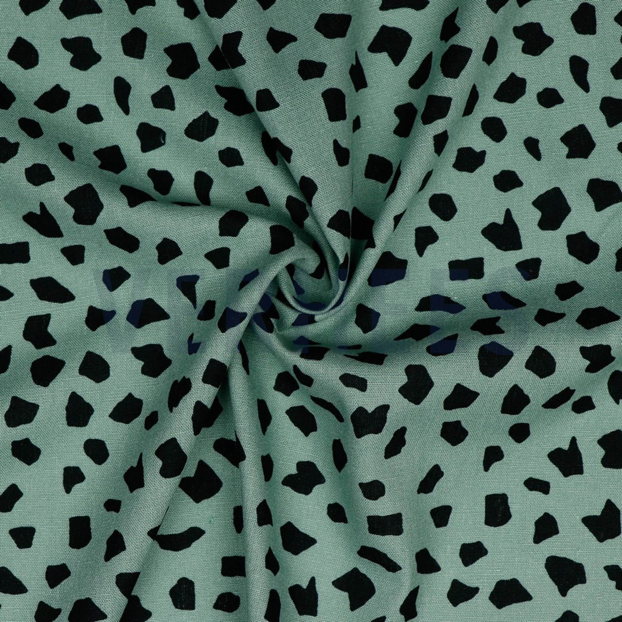 LINEN VISCOSE WASHED DOTS OLD GREEN (high resolution) #2