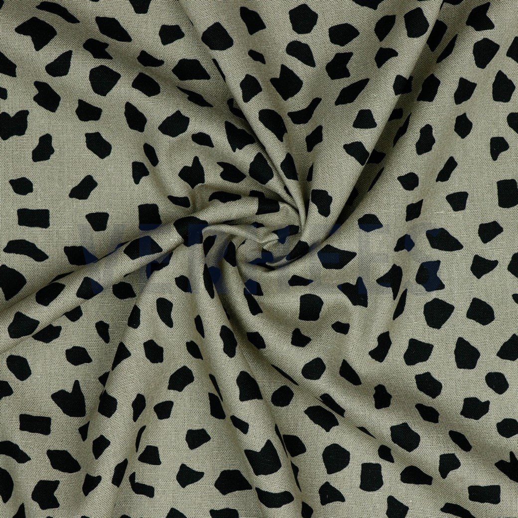 LINEN VISCOSE WASHED DOTS TAUPE #2