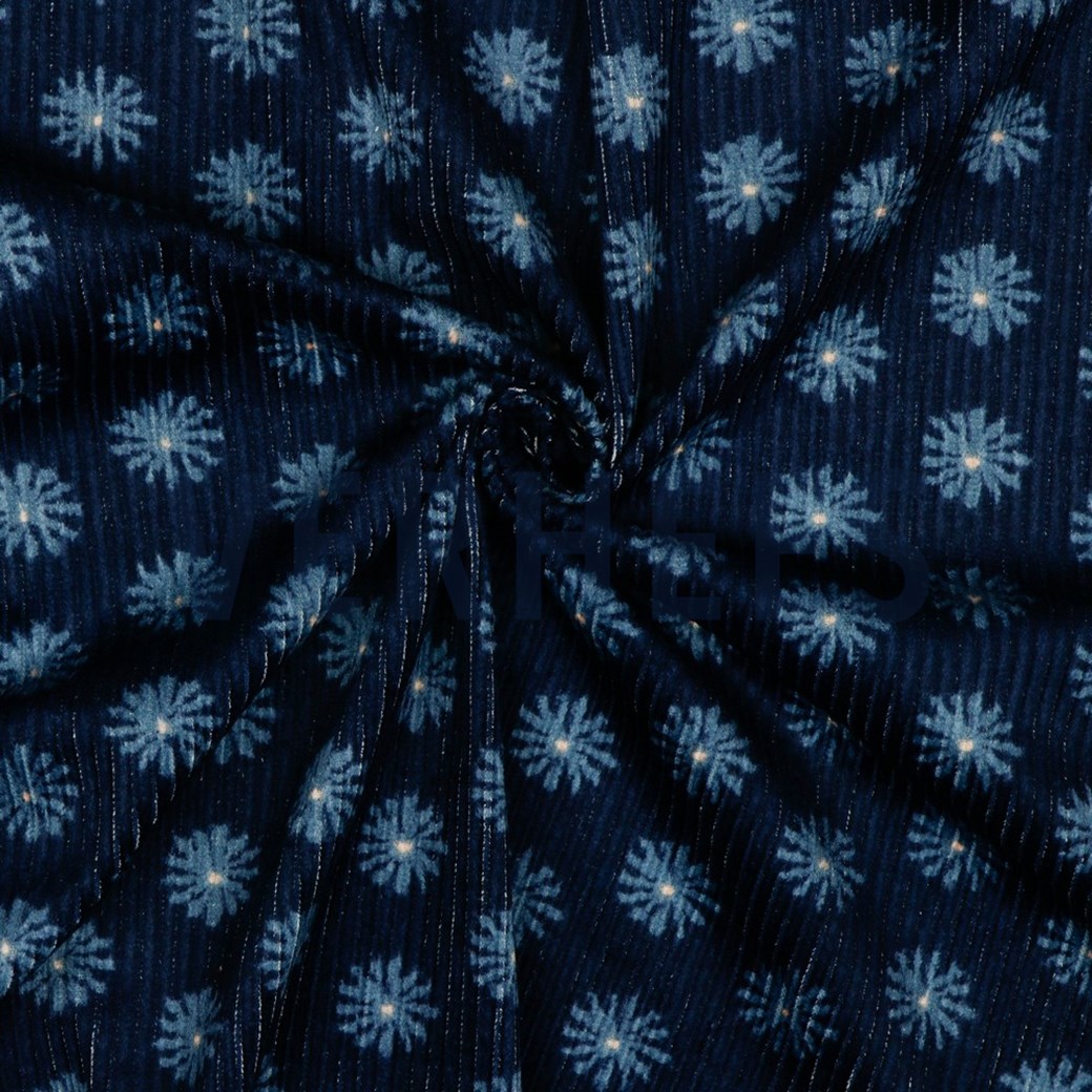 WASHED CORDUROY FLOWERS NAVY #2