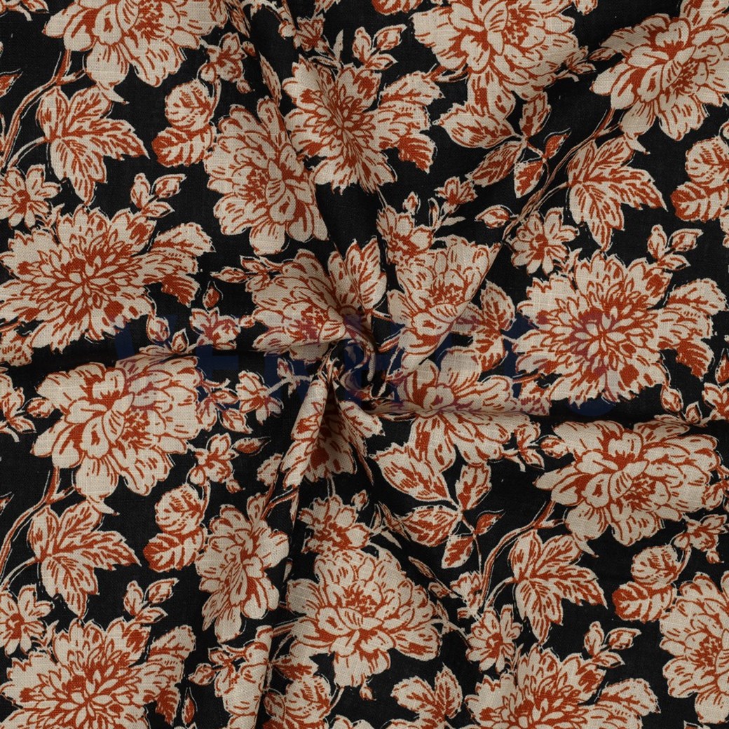 LINEN WASHED FLOWERS NAVY #2