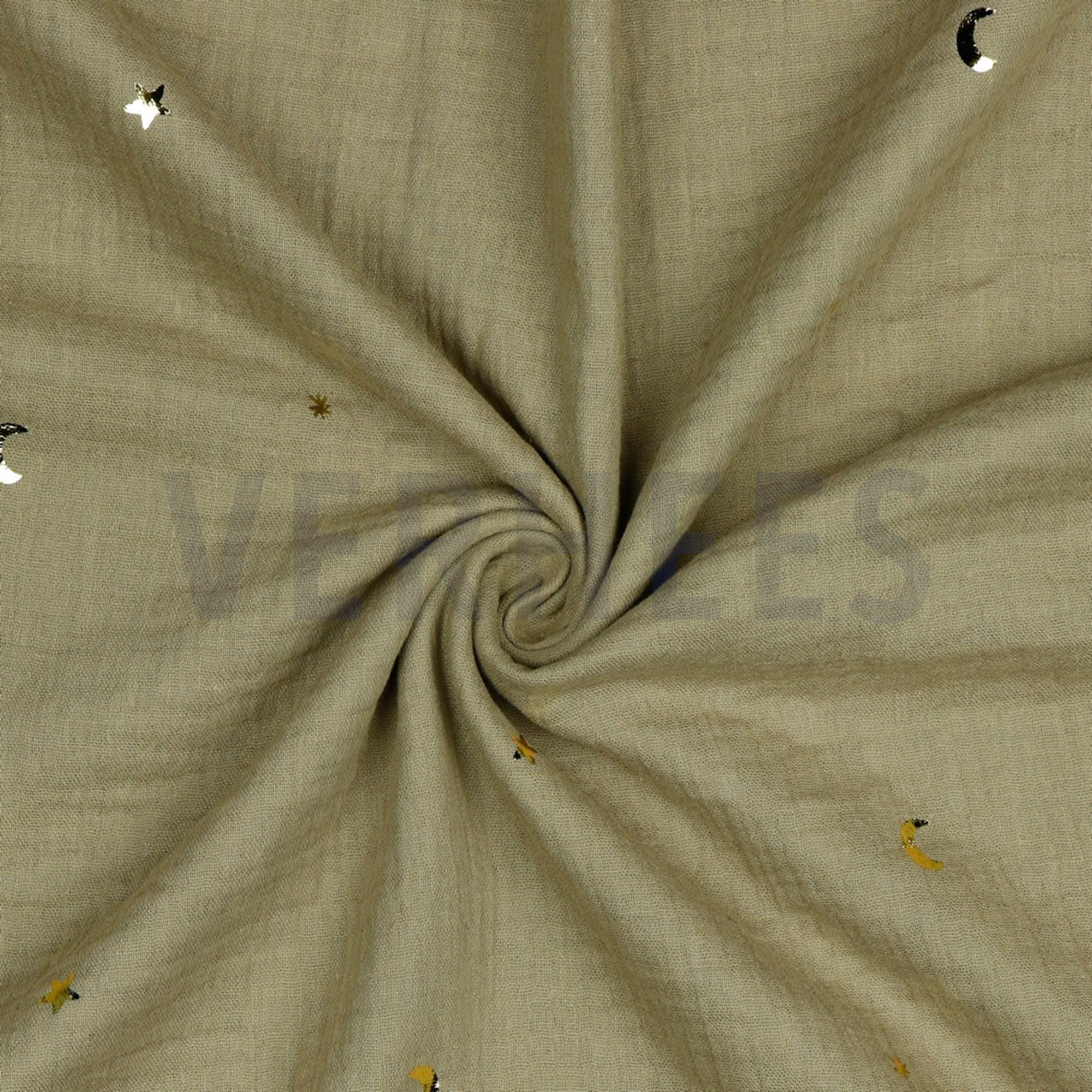 DOUBLE GAUZE FOIL MOON AND STARS TAUPE (high resolution) #2