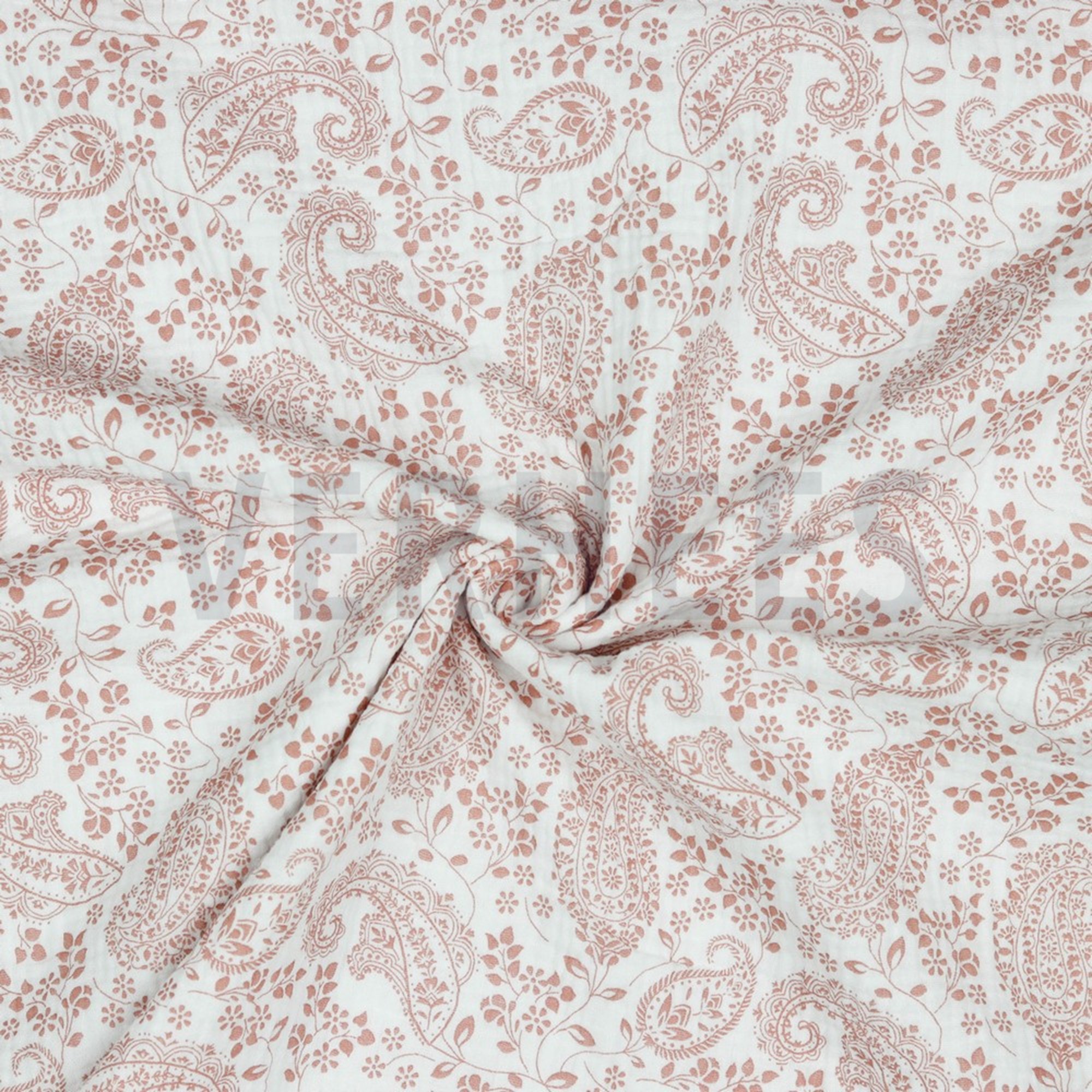 DOUBLE GAUZE GOTS PAISLEY FLOWERS WHITE (high resolution) #2