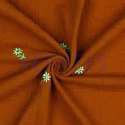 DOUBLE GAUZE EMBROIDERY FLOWERS RUST (thumbnail) #2