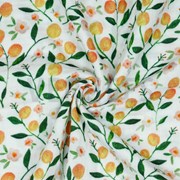 DOUBLE GAUZE DIGITAL FRUIT & FLOWERS WHITE (thumbnail) #2