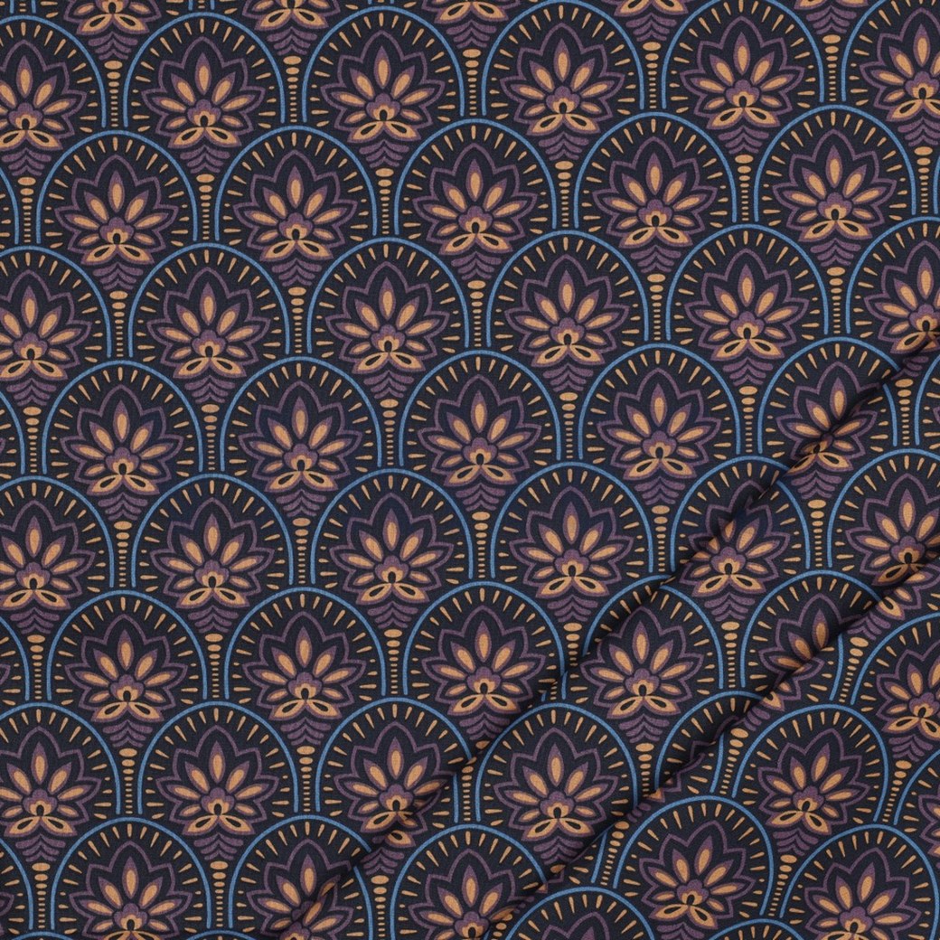 COATED COTTON ABSTRACT NAVY #2