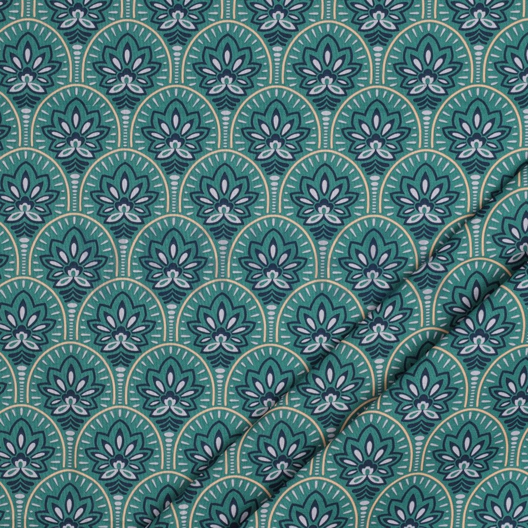 COATED COTTON ABSTRACT TEAL #2