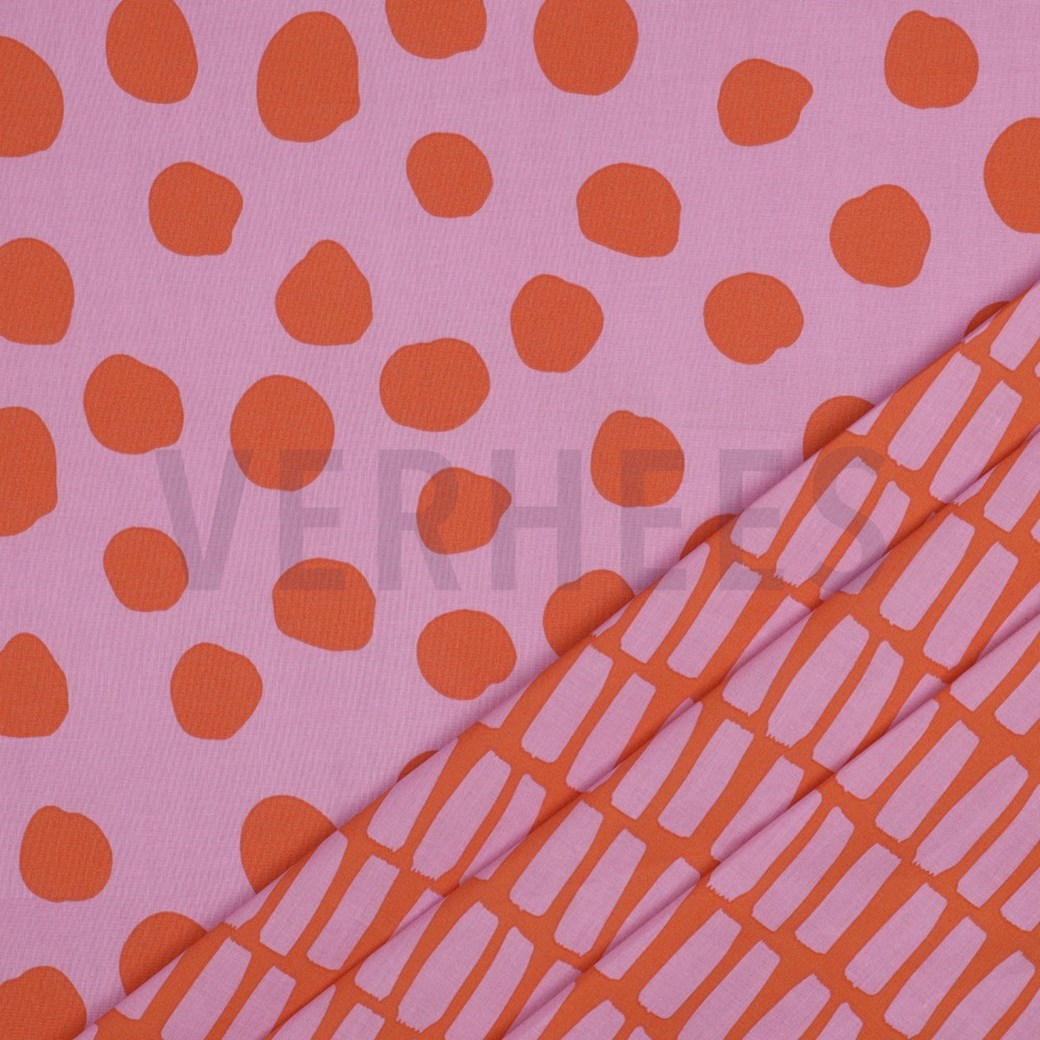 COATED COTTON DOTS AND STRIPES PINK #2