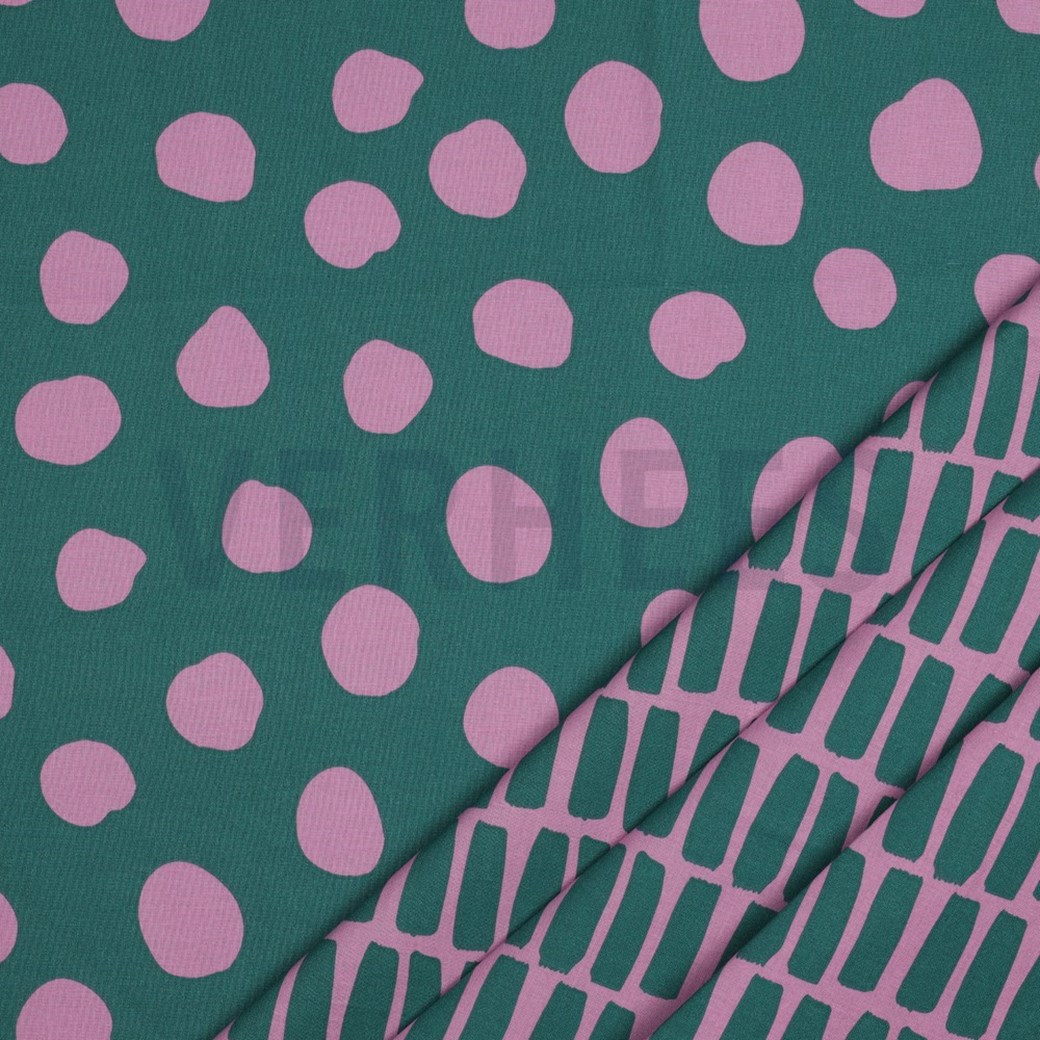 COATED COTTON DOTS AND STRIPES PETROL #2
