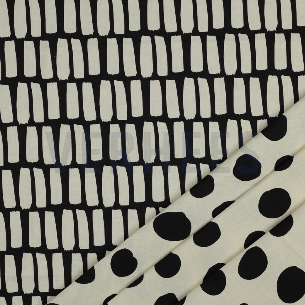 COATED COTTON DOTS AND STRIPES BLACK #2