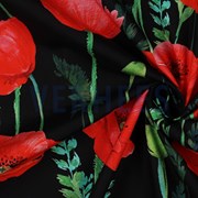 FINE POPLIN DIGITAL POPPY FLOWERS BLACK (thumbnail) #3