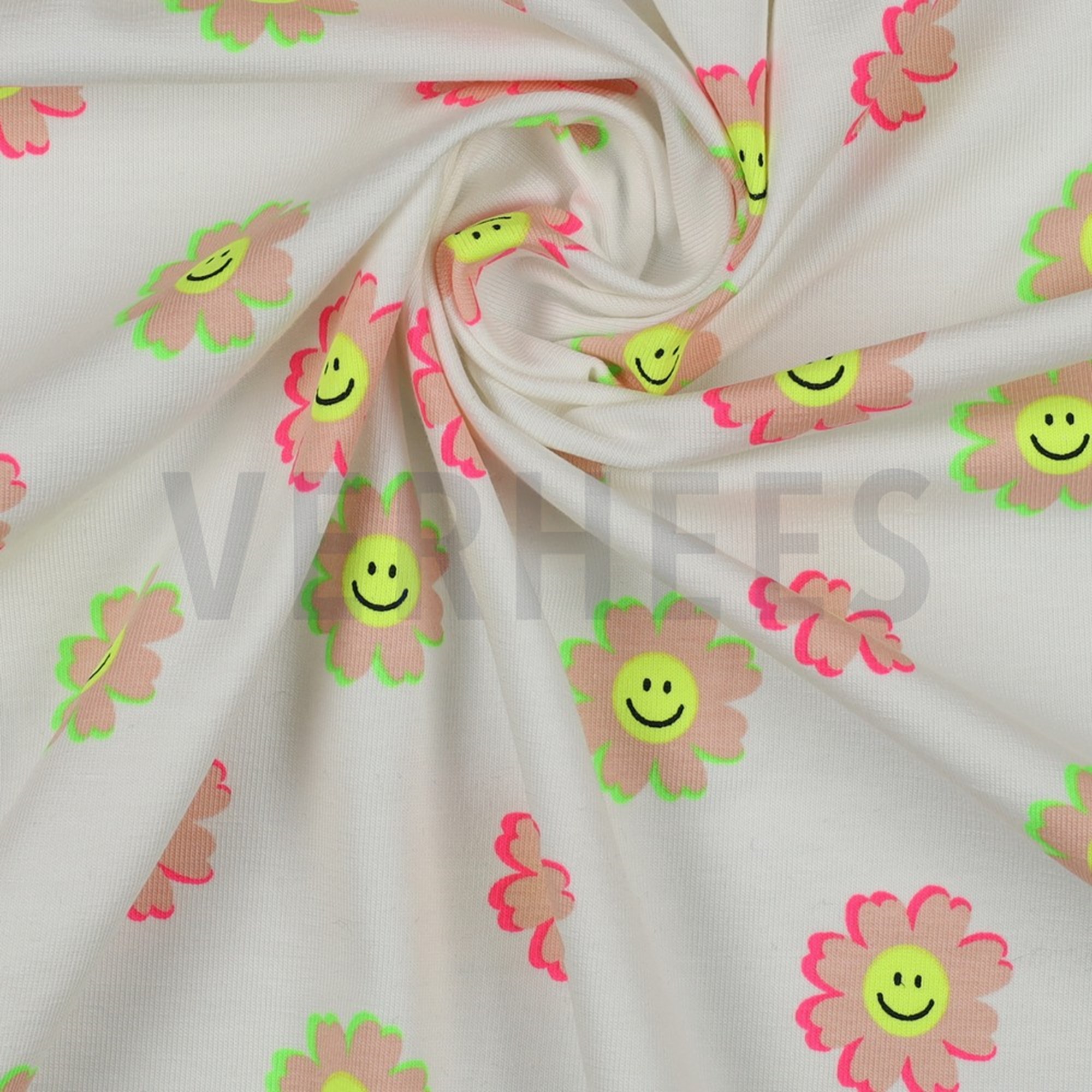 JERSEY NEON HAPPY FLOWERS WHITE (high resolution) #3