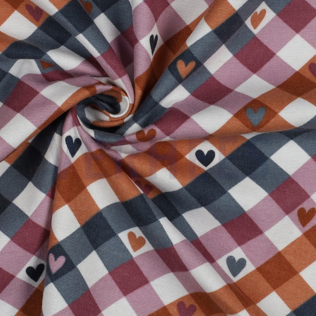 FLANNEL CHECK WITH HEARTS MAUVE / JEANS #3