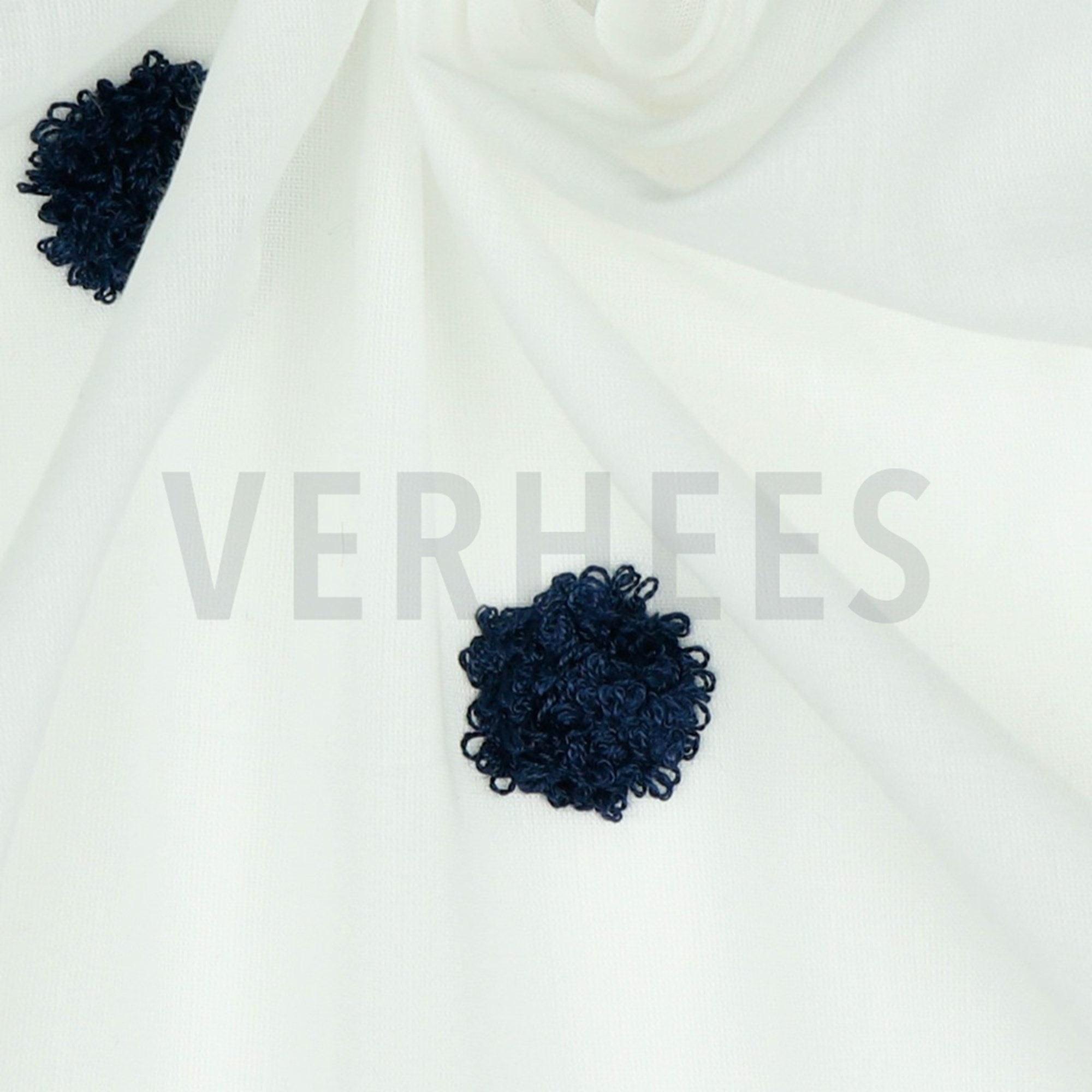 COTTON VOILE DOTS WHITE / NAVY (high resolution) #3