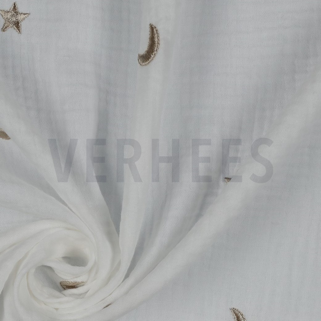 DOUBLE GAUZE EMBROIDERY STARS OFF-WHITE #3