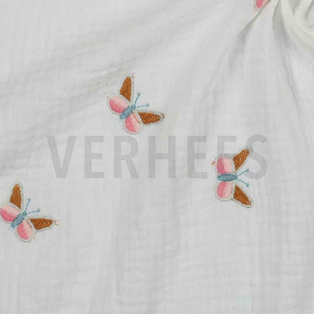 DOUBLE GAUZE EMBROIDERY BUTTERFLY OFF-WHITE #3