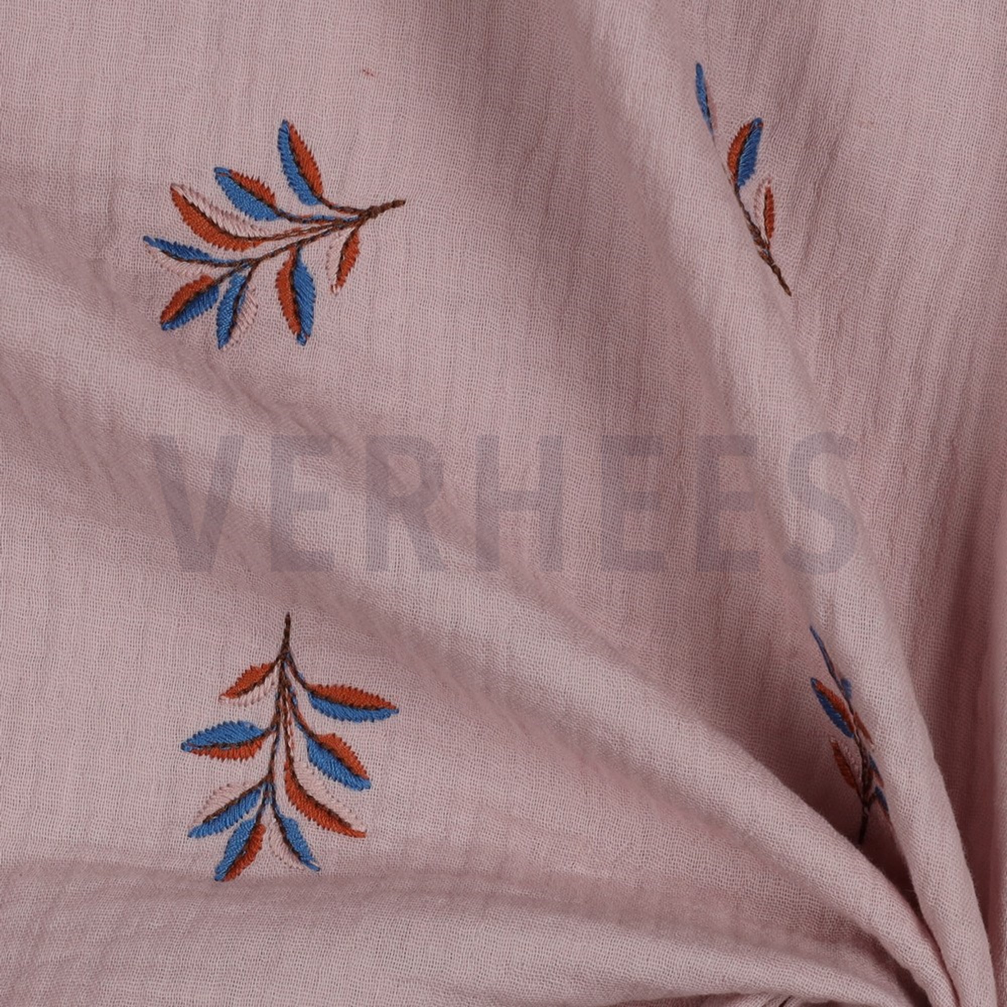 DOUBLE GAUZE EMBROIDERY LEAVES LILAC (high resolution) #3