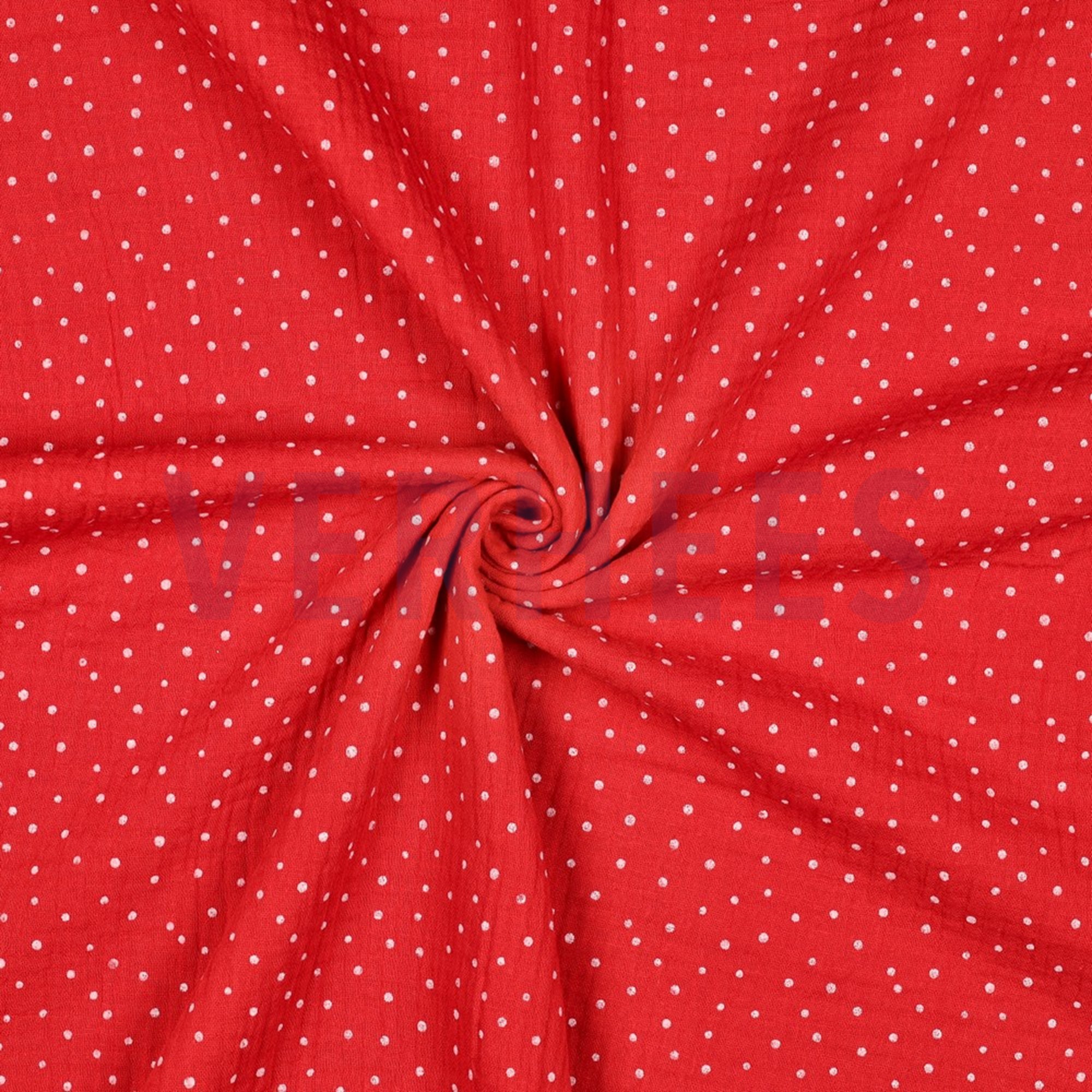 DOUBLE GAUZE LITTLE DOTS RED (high resolution) #3