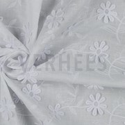 COTTON VOILE EMBROIDERY FLOWERS WHITE (thumbnail) #3