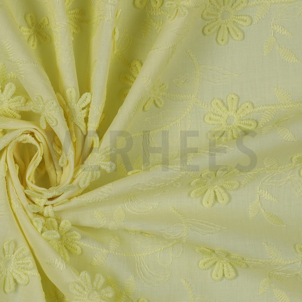 COTTON VOILE EMBROIDERY FLOWERS YELLOW #3