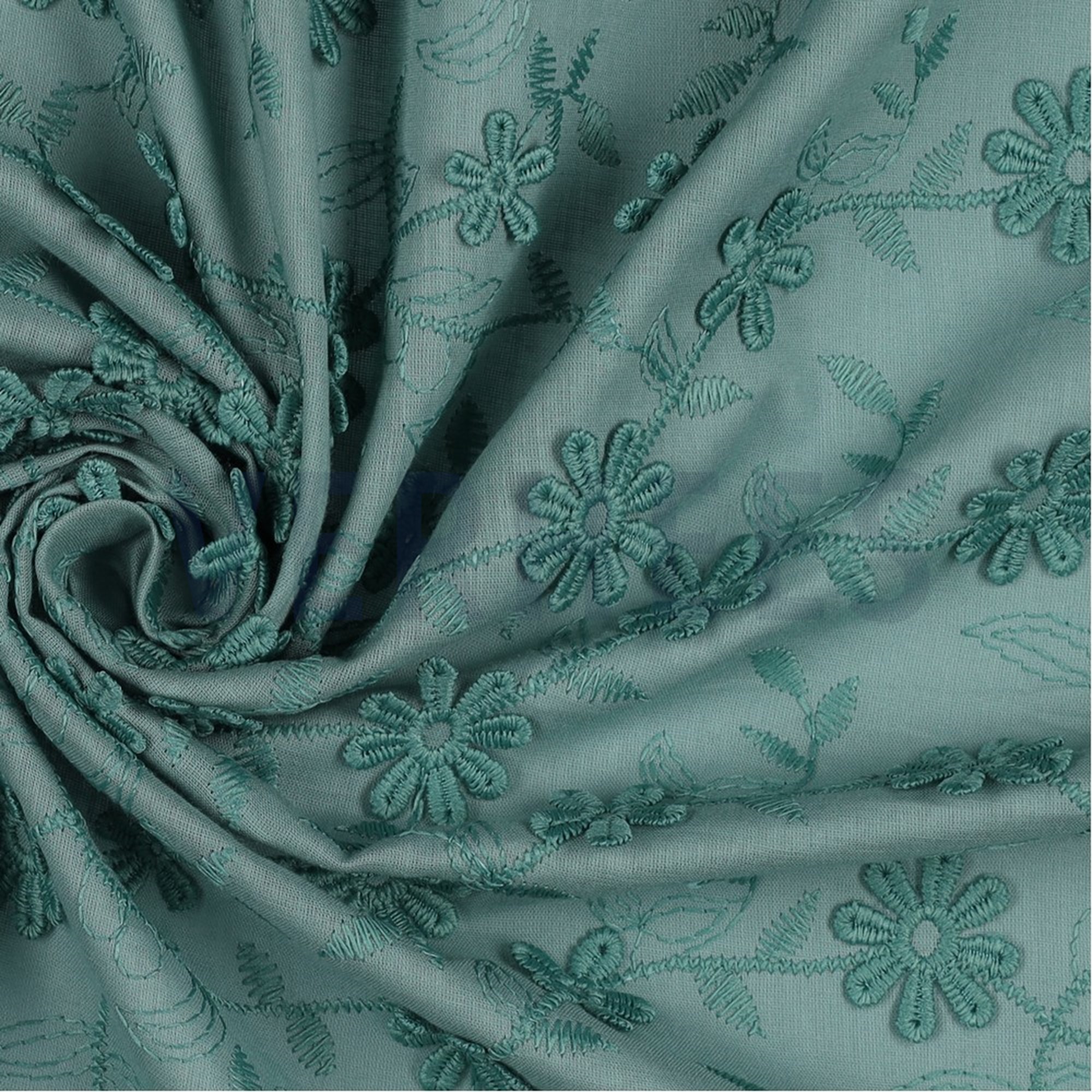 COTTON VOILE EMBROIDERY FLOWERS OLD GREEN (high resolution) #3