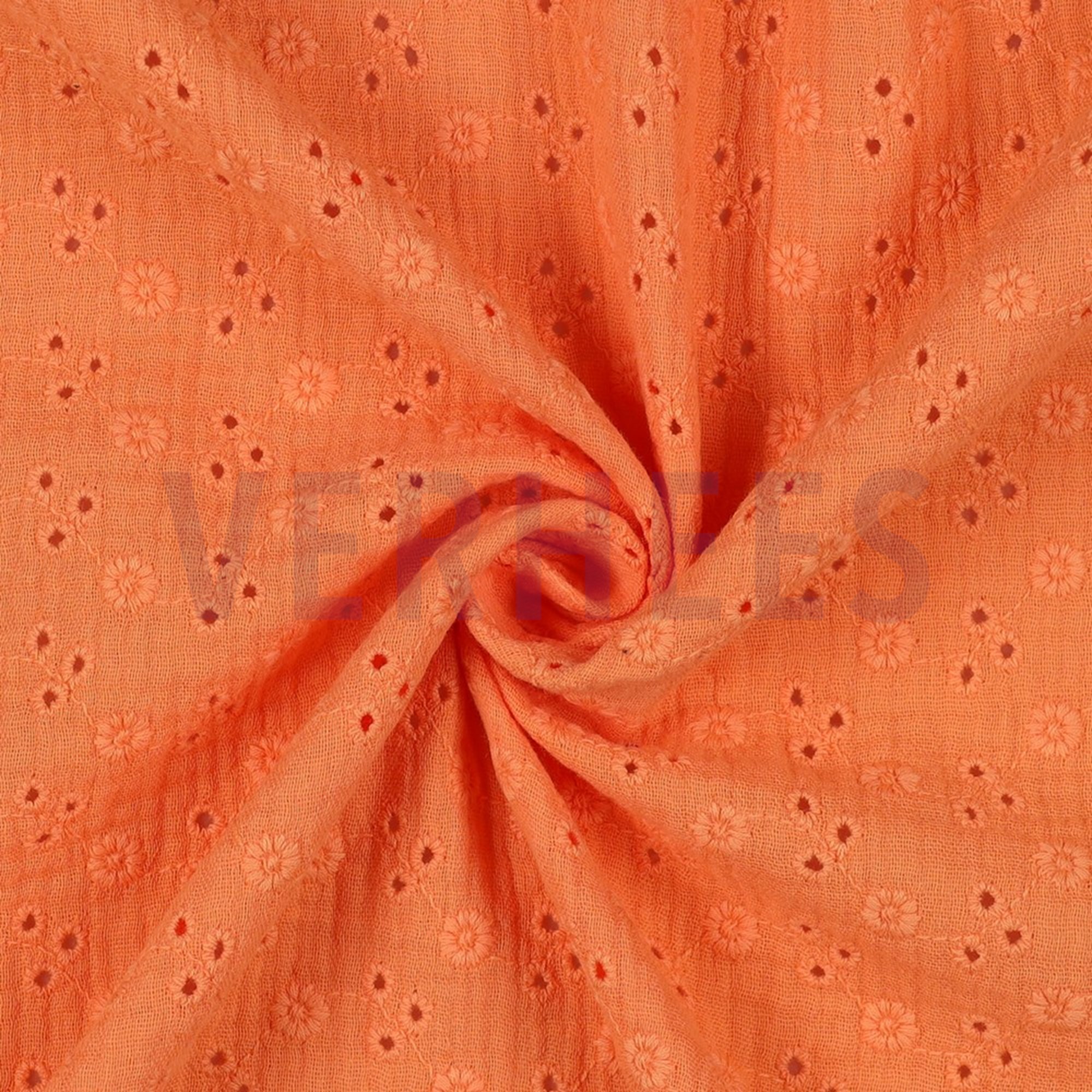 DOUBLE GAUZE EMBROIDERY FLOWERS ORANGE (high resolution) #3