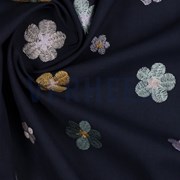 COTTON VOILE EMBROIDERY FLOWERS NAVY (thumbnail) #3