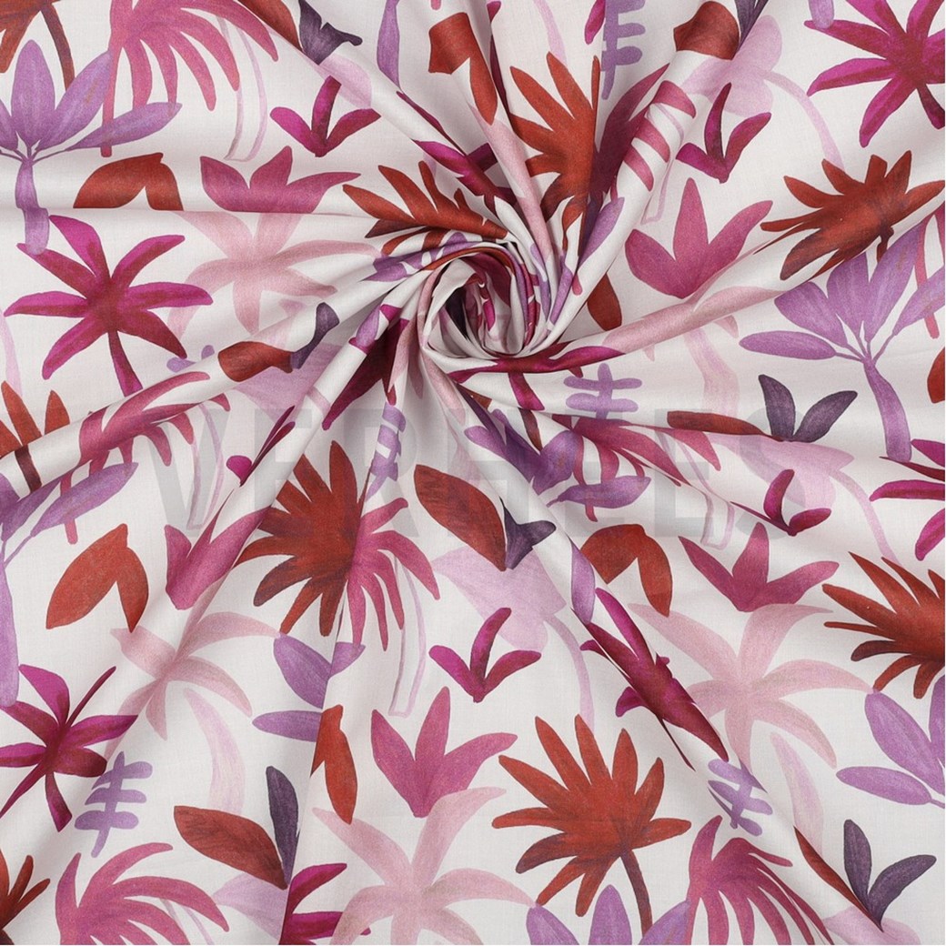 COTTON VOILE DIGITAL PALM HAVEN RED #3