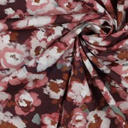 VISCOSE POPLIN STRETCH DIGITAL FLOWERS BORDEAUX (thumbnail) #3