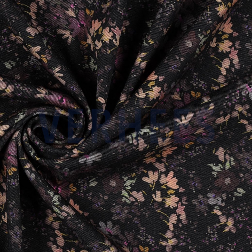 ROSELLA STRETCH DIGITAL FLOWERS BLACK #3