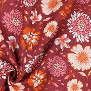 LINEN VISCOSE WASHED FLOWERS DARK CORAL (thumbnail) #3