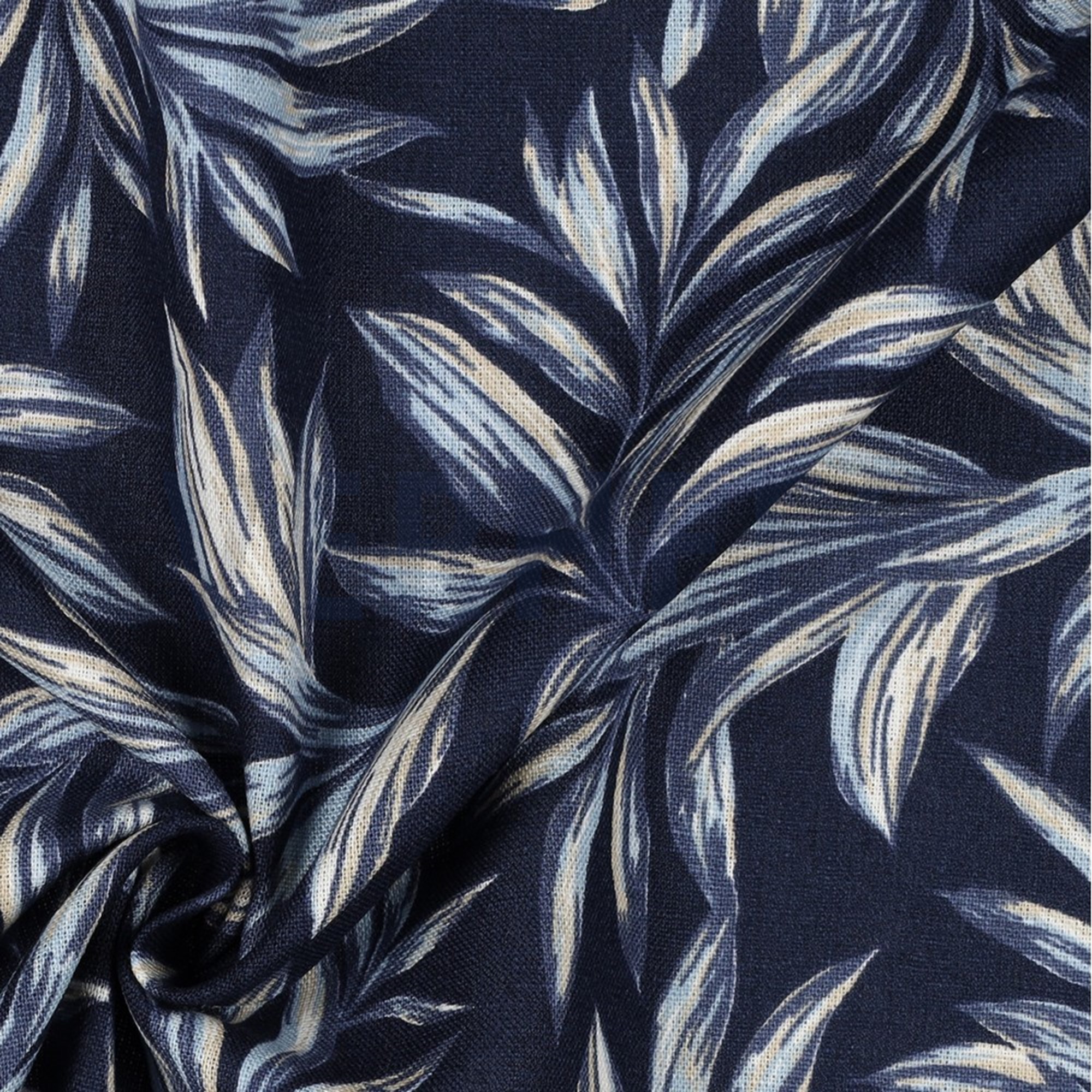 LINEN VISCOSE WASHED LEAVES NAVY (high resolution) #3