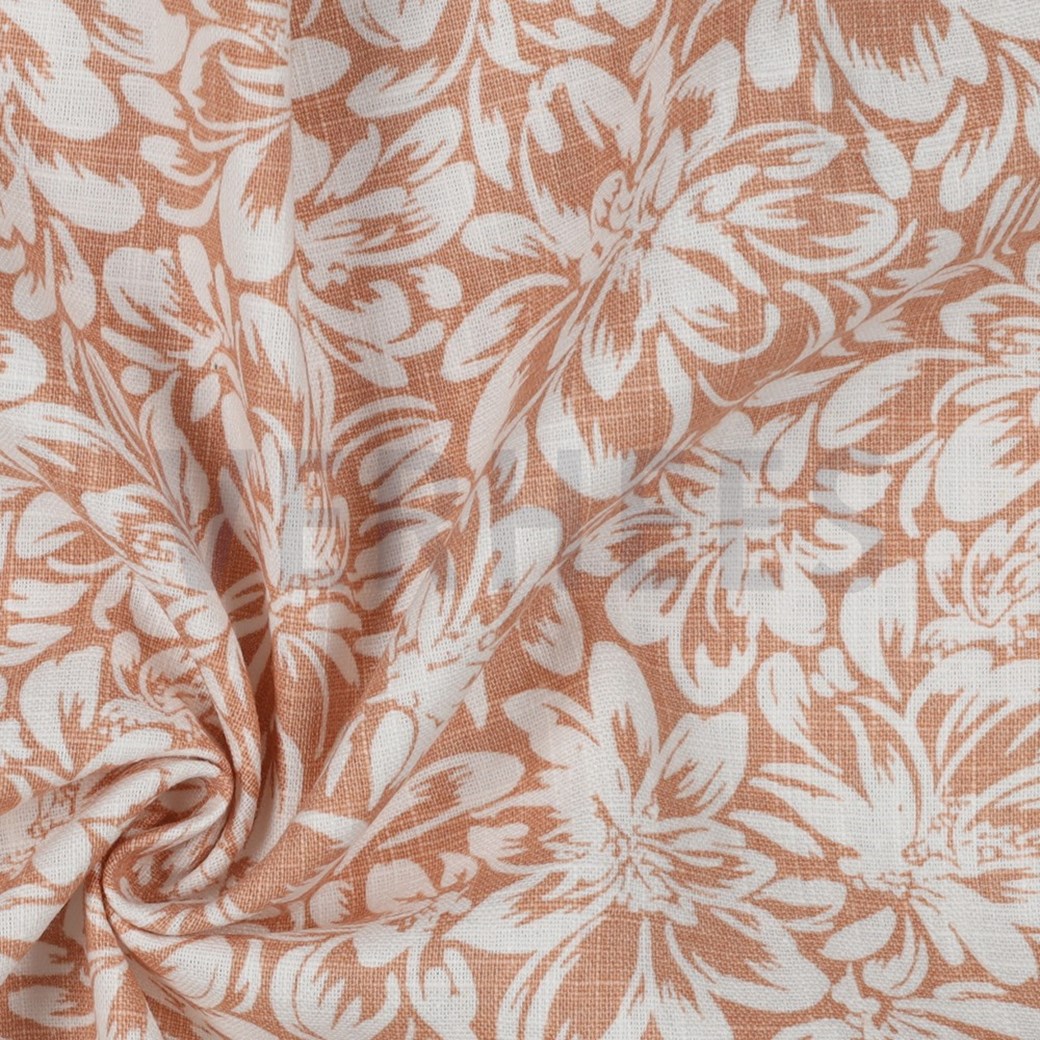 LINEN WASHED FLOWERS LIGHT APRICOT #3