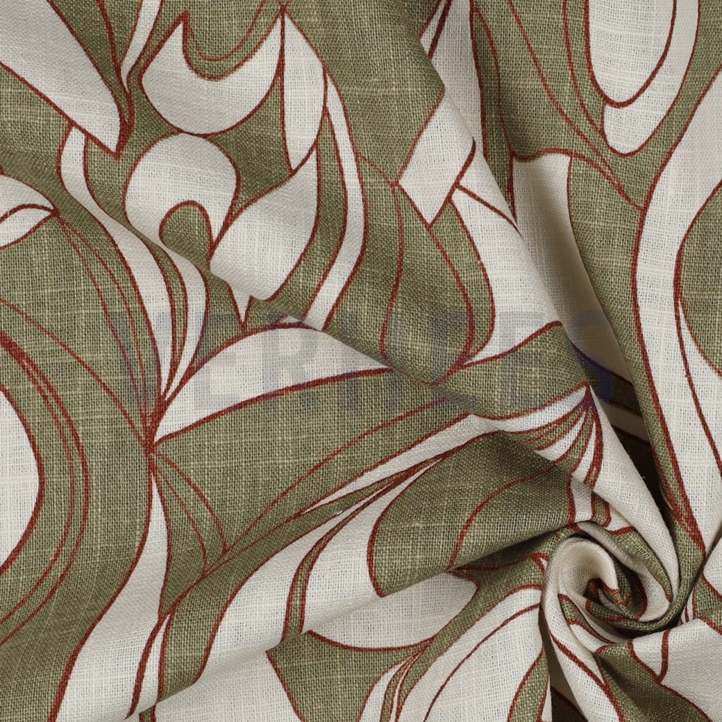 LINEN WASHED ABSTRACT OLIVE #3