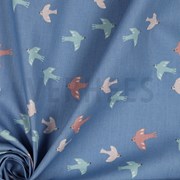 POPLIN GOTS BIRDS AND BUTTERFLIES BLUE (thumbnail) #3