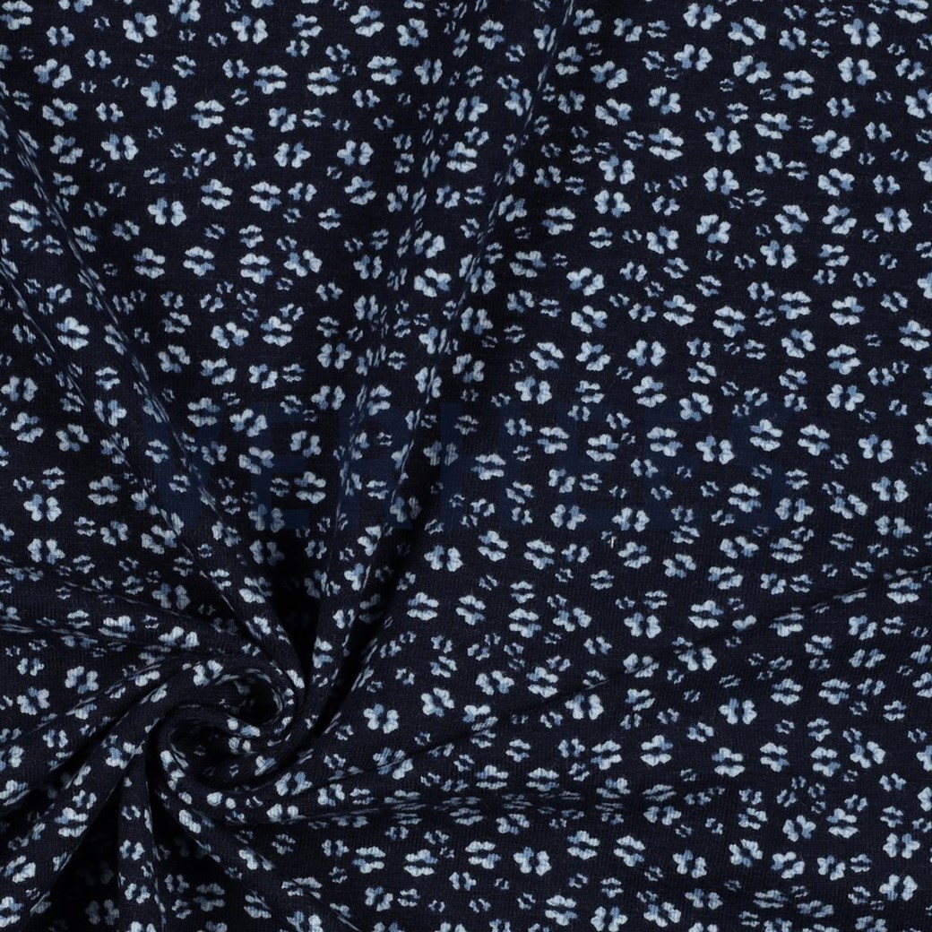 BAMBOO COTTON JERSEY FLOWERS NAVY #3